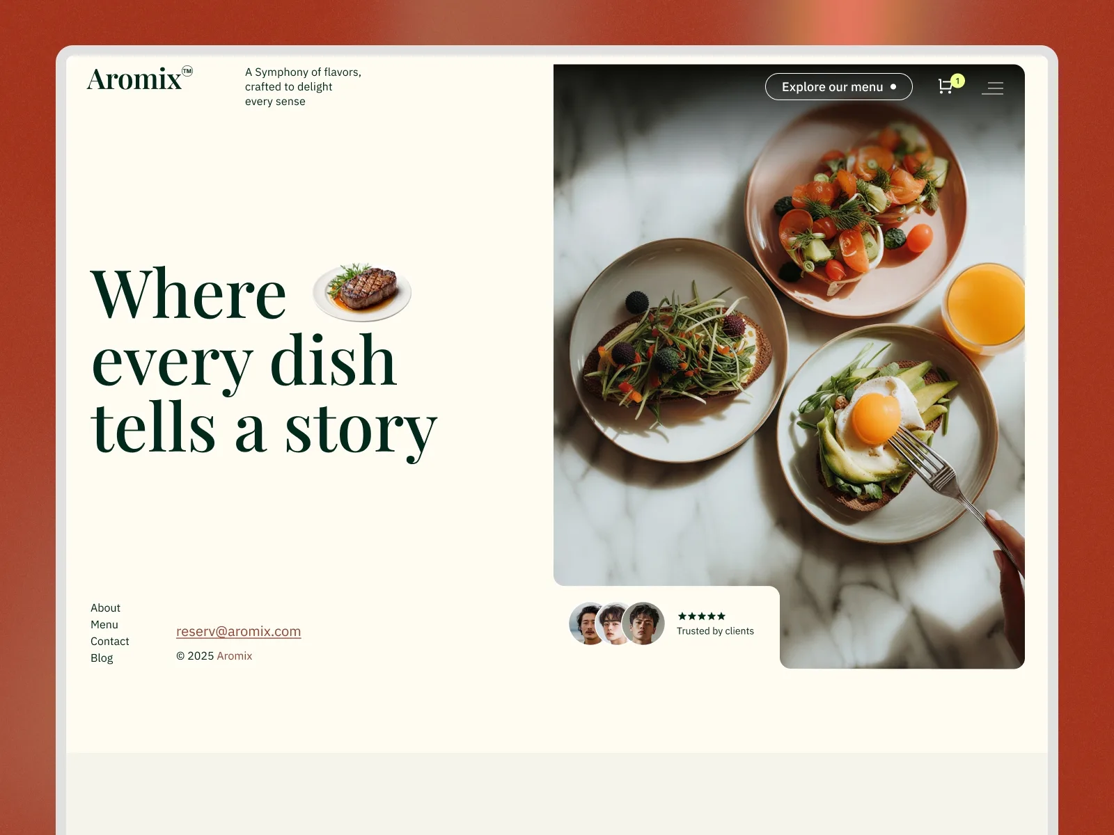Aromix — Framer restaurant website template