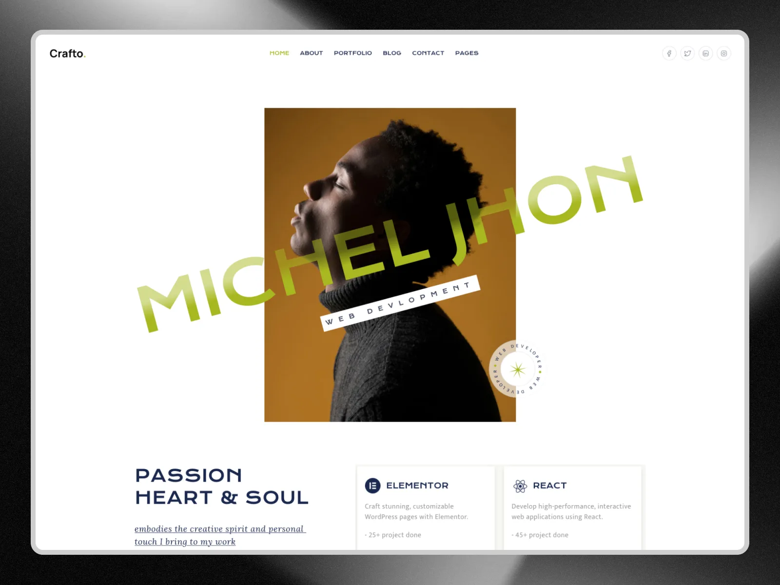 Craftio — Framer portfolio website template