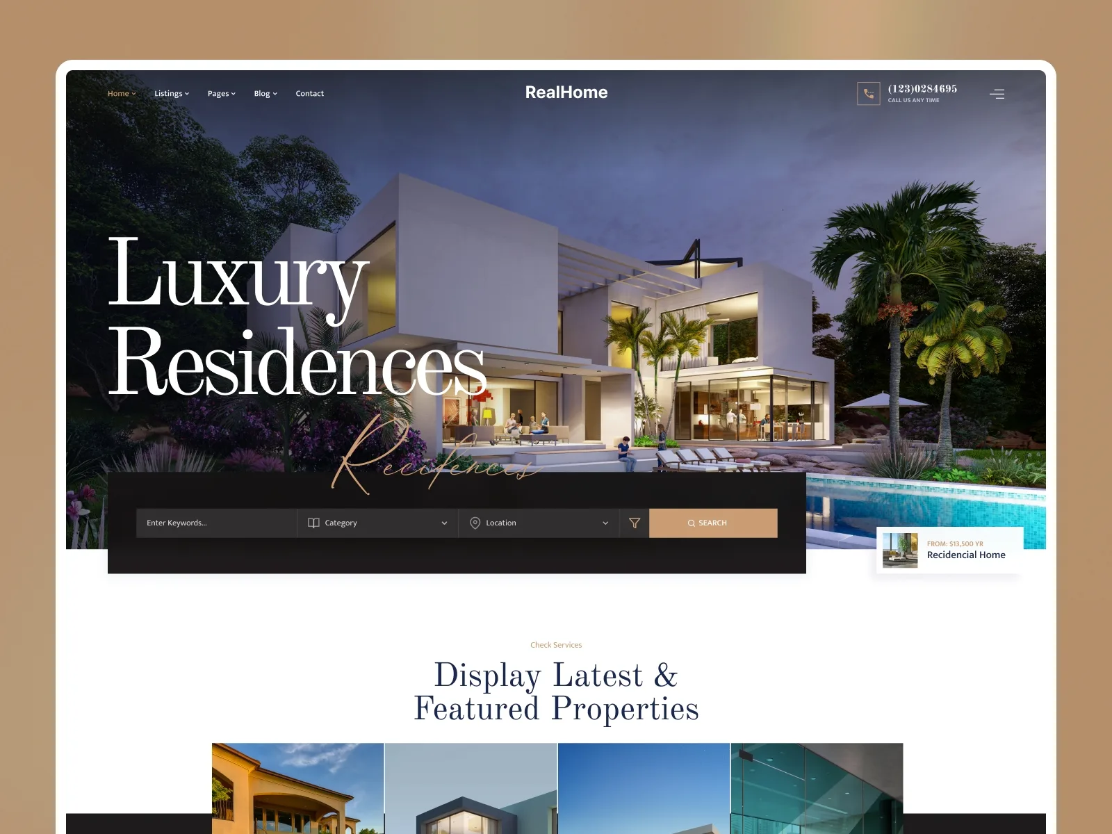 Realhome — Framer real estate website template
