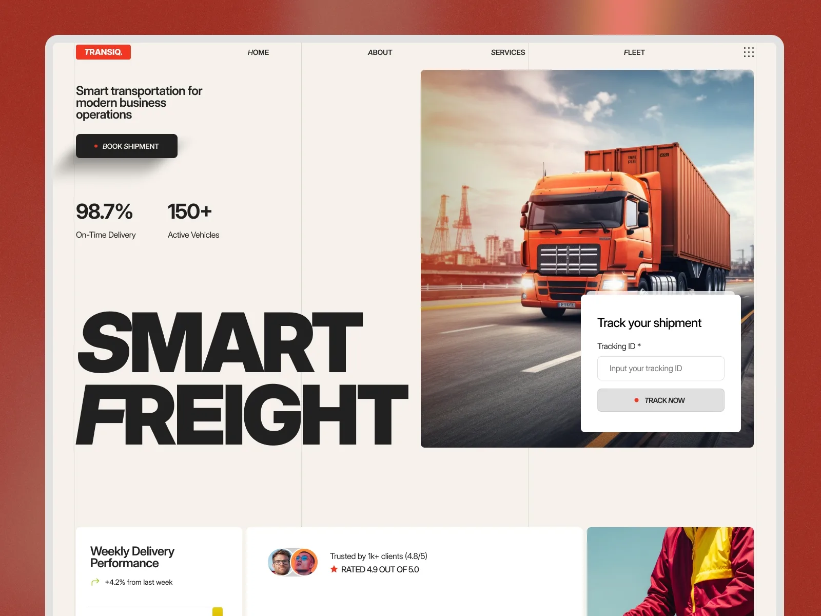 Transiq — Framer transport website template